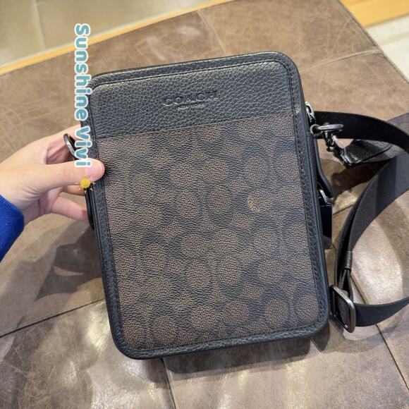 NWT COACH CW388 Sullivan Crossbody In Signature Canvas & Leather Walnut Black - Picture 1 of 7